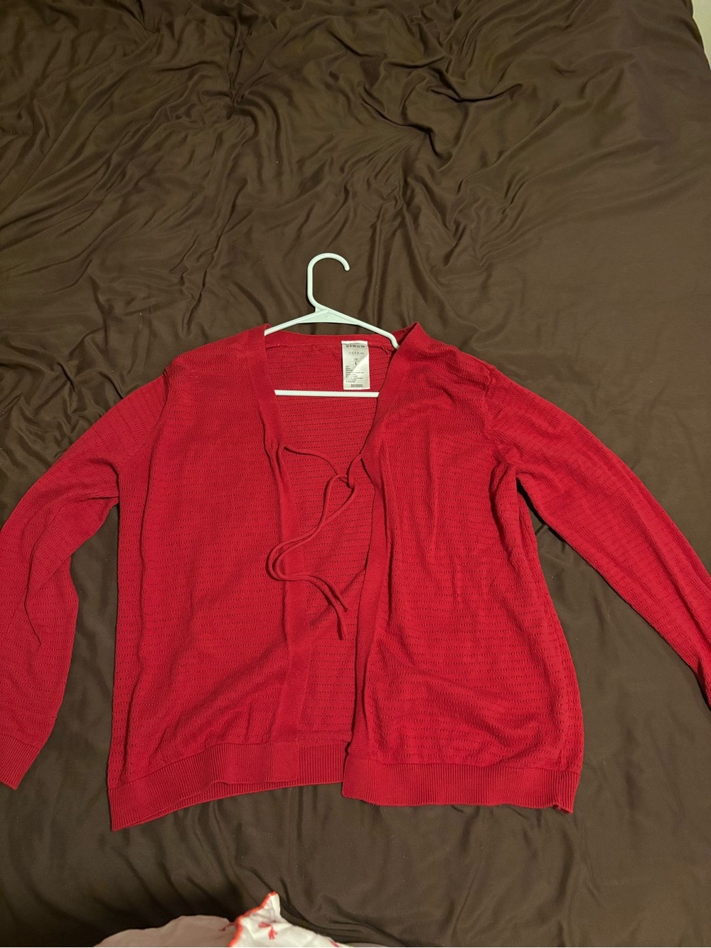 Serra Red Tie-Front Knit Cardigan